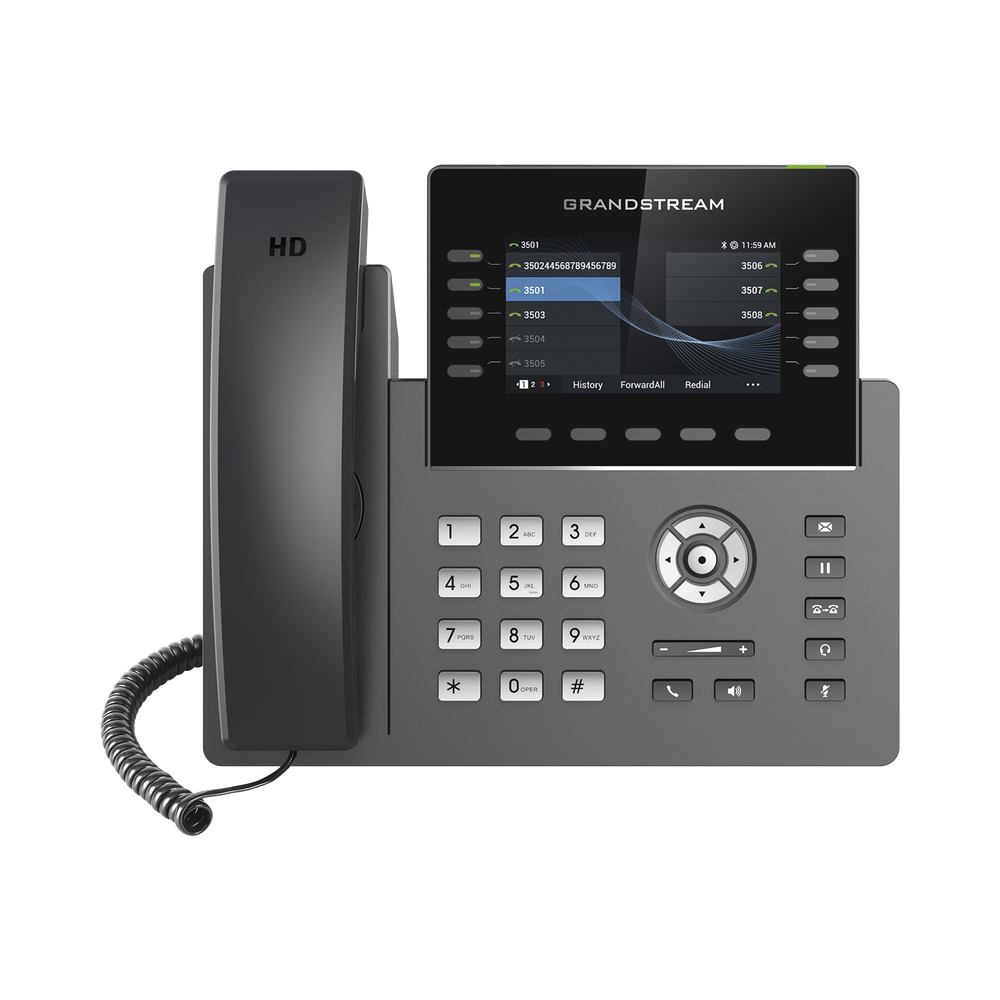 Modelo: GRP2604 Teléfono IP Grado Operador, 3 líneas SIP con 6 cuentas, 10 botones BLF, puertos Gigabit, codec Opus, IPV4/IPV6 con gestión en la nube GDMS