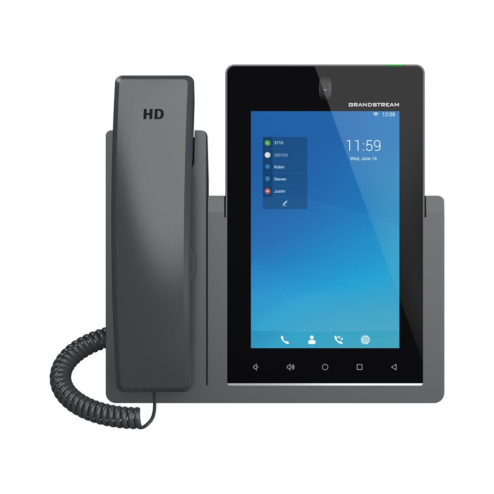 Modelo: GXV3470 Teléfono IP Android 11, 16 líneas SIP con 16 cuentas, pantalla táctil 7″, puertos Gigabit, Wi-Fi, Bluetooth, PoE, codec Opus, IPV4/IPV6 con gestión en la nube GDMS