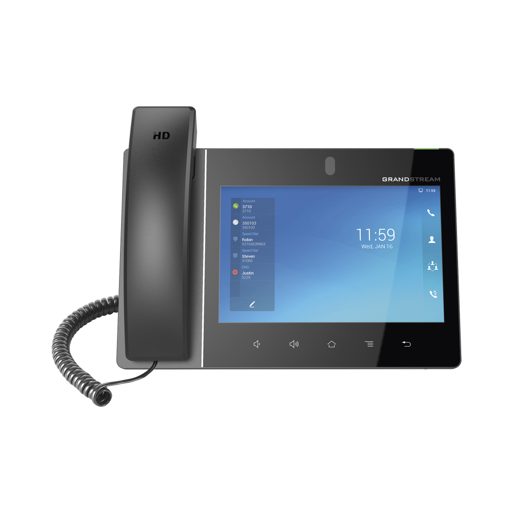 Modelo: GXV3480 Teléfono IP Android 11, 16 líneas SIP con 16 cuentas, pantalla táctil 8″, puertos Gigabit, Wi-Fi, Bluetooth, PoE, codec Opus, IPV4/IPV6 con gestión en la nube GDMS